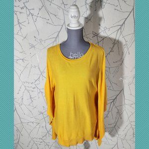 Michael Kors Yellow Knit Round Neck Shawl Blouse
